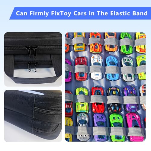 96 Cars Storage Bag Compatible with Toy Cars,Hot Wheels Carrying Case,Matchbox Cars Storage,Carrying Case for Hot Wheels/Matchbox Cars/Mini Toys/Small Dolls(Bag Only)(Black 96) - color: Black