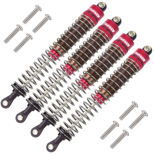 110MM Oil Shock Absorbers Upgrade Compatible with 1/10 RC Crawlers | Fits Tamiya ClodBuster / Bullhead / TRX4 / Axial / D90 - Oil Damper Upgrade - Red - color: Red
