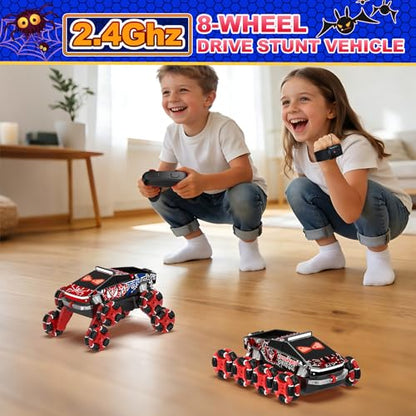 8WD Gesture Sensing RC Stunt Car Toys for Boys, Spider Remote Control Car | Hand Controlled Remote Control Car with Cool Light, Music & Spray, Christmas Birthday Gift for Kids 6 7 8 9 10 11 Year Old
