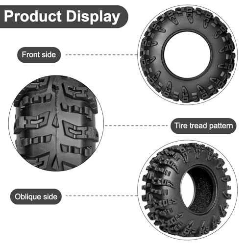 LRFHL 1.3" Crawler Tires Soft Rubber for 1/18 TRX4M 1/24 SCX24 FCX24, 4PCS | 64mm*27mm, RC Tires with Foam Insert, RC Rock Crawling Tires Upgrade - color: Style C