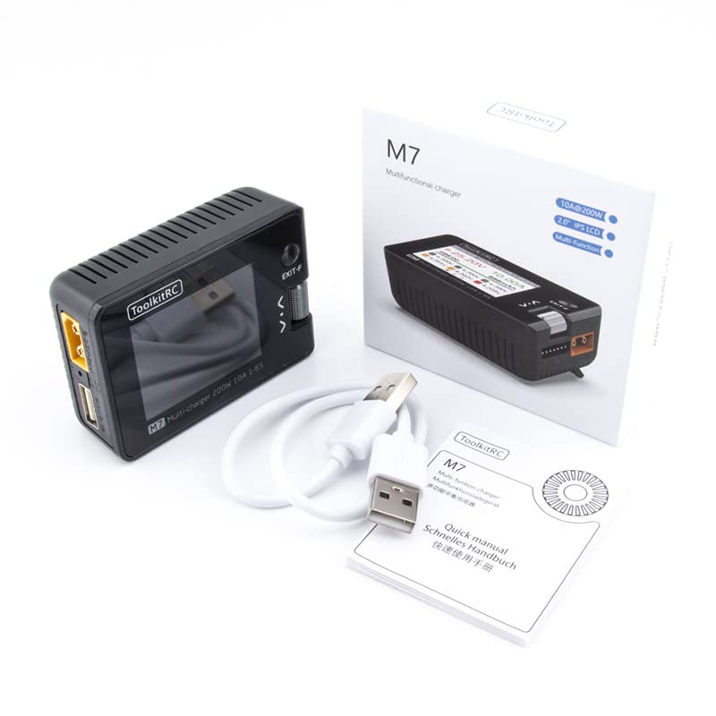 Original ToolkitRC M7 200W 10A DC Balance Charger Discharger for 1-6S Lipo Battery with Voltage Servo Checker ESC Receiver Signal Tester