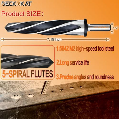 1-1/16" Reamer Drill Bit for Metal, M2 HSS Taper Reamer for Steel, Alloy, Wood, Plastic to Align, Enlarge Holes – 5-Spiral Flutes,1/2"Non-Slip Shank, 27mm Car Reamer, Bridge Construction Reamer. - size: 1-1/16"