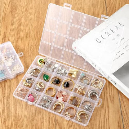 2pcs Plastic Organizer Container Box with Adjustable Dividers, 36 Grids Clear Plastic Parts Organizer Box Compartment Container for Bead, Nail, Jewelry, Art, DIY Crafts, Fishing Tackle, Small Items.
