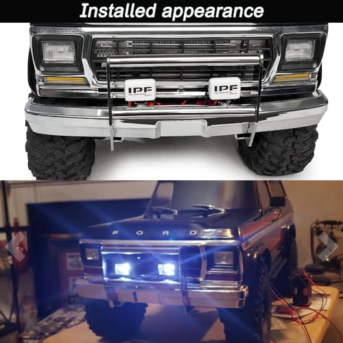 MOHERO Metal Front Bumper with 2 LED Lights for 1/10 TRX4 Bronco RC Crawler Car Accessories