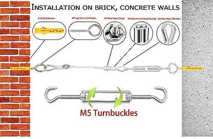 1/8" Wire Rope,Turnbuckles for Cables Wire, 304 Stainless Steel Cable,M5 Turnbuckle Kit,Wire Cable Turnbuckle Tensioner… - size: 30M Wire Rope