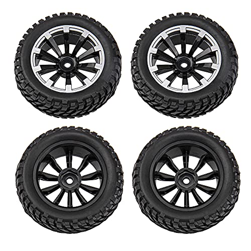 12mm Hex Hub 75mm/2.95'' Rubber Tires & Plastic Wheel Rims with Foam Compatible with HSP Tamiya HPI Kyosho 1/10 On-Road Touring Car,WLtoys 1/14 144001 RC Buggy (10-Spoke) - style: 10-Spoke
