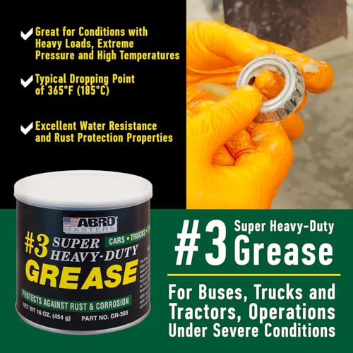 ABRO Masters #3 Wheel Bearing Grease 16 oz, Heavy-Duty Sodium-Based, 2 Pack | Heavy-duty grease protects wheel bearings, chassis and joints under high heat and load; resists water and rust - size: Pack of 2
