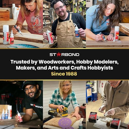 Starbond Thick Super Glue Pro Kit (2 oz) – Gap-Filling CA Glue (Cyanoacrylate Adhesive) – with Clog-Resistant Cap, Microtips & Extra Nozzle for Woodworking, Crafts, Carpentry, Archery Fletching - size: 2 ounce
