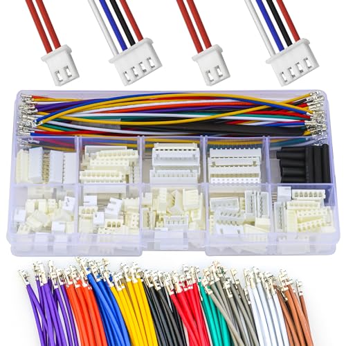 JST Connector Kit 2.5mm Pitch JST-XH 2.54 Female Connector with Premium 22AWG Pre-Crimped Cables,XH 2.54mm Connector 2/3/4/5/6/7/8/9/10 Pin Female Housing (XH-MM-Kit) - size: JST-2.5MM-XH