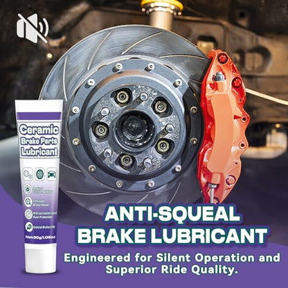 AstraVox Anti-Seize & Squeal Ceramic Brake Grease for Automotive with Brush | Heat Resistant Brake Parts Lubricant for Caliper, Pin, Pad and Metal Parts, Rust Corrosion, Efficient Lubrication 1oz (1)
