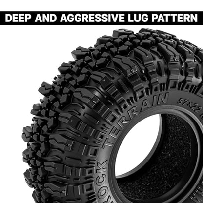 INJORA G2 57*22mm 1.0" Rock Terrain Tires for 1/24 1/18 RC Crawler (T1005)