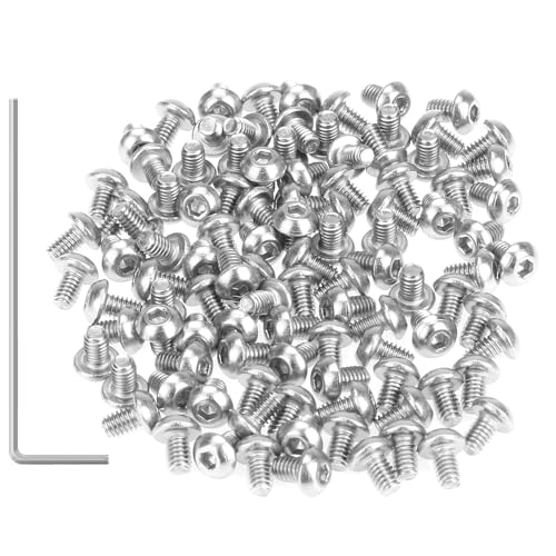105 Pieces M2.5 x 4mm Button Head Socket Cap Screws, Thread Pitch 0.45mm, Sutemribor M2.5 Screws, 304 Stainless Steel, Fully Threaded, Silver - size: M2.5 x 4mm, style: Button Head