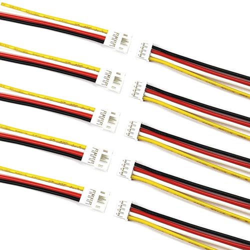 10 Pairs Mini Micro JST PH2.0mm 4Pin Male and Female Connector Plug with 10cm 22 AWG Soft Silicone Cable Wire for LED Light Strip