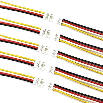 10 Pairs Mini Micro JST PH2.0mm 4Pin Male and Female Connector Plug with 10cm 22 AWG Soft Silicone Cable Wire for LED Light Strip