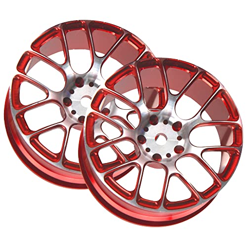 4Pcs Vgoohobby Aluminum Wheel Rims 12mm Hex Hub Width 26mm Compatible with 1/10 Tamiya TT-01 Kyosho RedCat Sakura HSP HPI 1/10 On-Road Racing Touring RC Drift Car (Red) - color: Red
