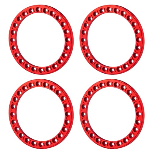 4PCS/Set Aluminum Alloy 1.9" RC Wheel Inner Beadlock Rings Replacement Wheel Rim Inner Beadlock Ring Reusable Beadlock Wheels for 1/10 Scale SCX10 1.9inch Beadlock Wheels Upgrades (Red) - color: Red