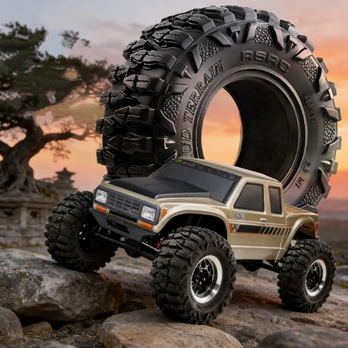 2.2 RC Tires OD 120MM 1/10 Super Soft Rubber Crawler Tires For 1:10 Scale Rock Mud Crawler Car Traxxas TRX4 RC4WD Axial SCX10 D90 CC01 90018 Gen8 Redcat 2.2" Beadlock Wheels 4Pcs