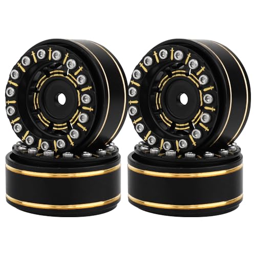 1.0 Plus Brass Beadlock Wheel Rims 4PCS Wheels for All 1/24 Scale FCX24 Axial SCX24 Deadbolt C10 Gladiator 1/18 TRX4M RC Crawler Car Upgrades Parts (Sword) - style: sword