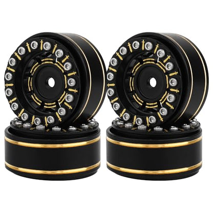 1.0 Plus Brass Beadlock Wheel Rims 4PCS Wheels for All 1/24 Scale FCX24 Axial SCX24 Deadbolt C10 Gladiator 1/18 TRX4M RC Crawler Car Upgrades Parts (Sword) - style: sword