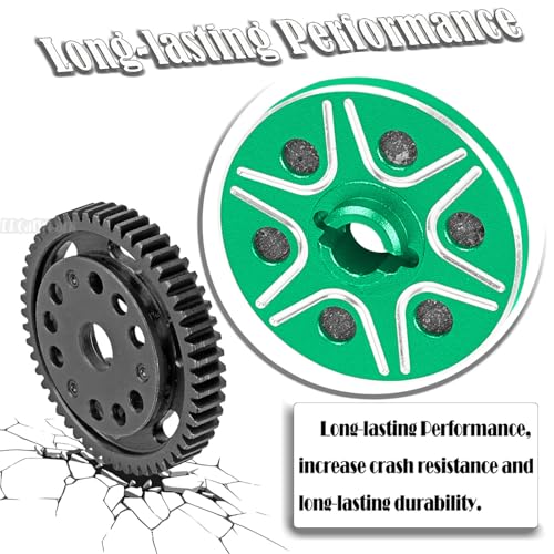 RC 53T Spur Gears 0.8Mod Upgrades Part for 1/10 Slash 2WD (VXL)/Stampede 2WD (VXL)/Rustler 2WD (VXL)/Bandit 2WD (VXL),BRCatWPark Steel Metal Extra-Heavy Slip limiting Clutch,Green - color: Green - (53t)