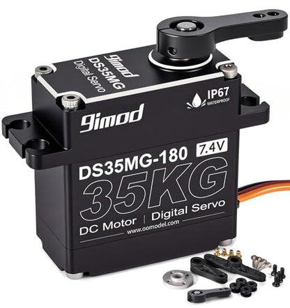 Waterproof 35KG High Torque RC Steering Servo Motor, Powerful & Fast Full Metal Gear Digital High Speed arduino servo for 1/8 1/10 1/12 RC Cars, Crawler, Truck, Buggy, Robotic, Control Angle 180° - size: 35kg 180°