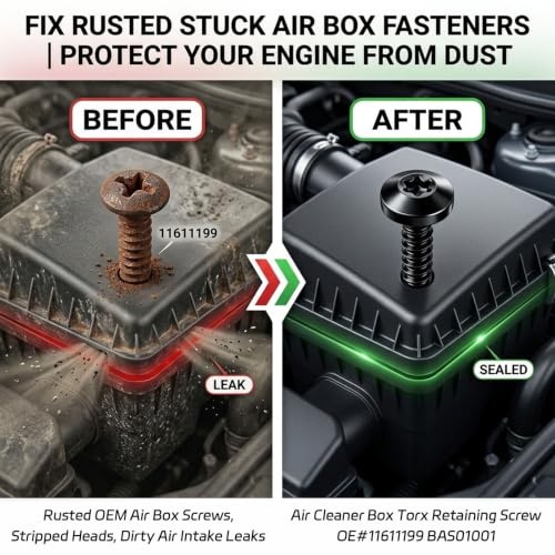 5PCS BAS01001 Air Filter Box Screws, Air Cleaner Housing Retaining Bolts Replace 11611199, Intake Box Retainer Fasteners Compatible with Chevy Buick GMC Cadillac, Rust Resistant Steel Hardware