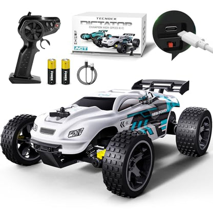 Tecnock RC Cars Remote Control Car for Kids, 1:18 Scale 20 KM/H 2WD Offroad Buggy, 2.4GHz RC Racing Car with USB-C Easy Charging & 50 Mins Playtime, Toys Gifts for Boys & Girls - color: White