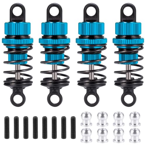 4Pcs JGGZONE 1:10 50mm RC Oil Filled Shock Absorbers Assembled Kit Compatible with Tamiya TT01 TT02 M03 M04 M05 M06 1:10 On Road Car Upgrades Replace Parts (Blue, 50MM) - color: Blue, size: 50MM