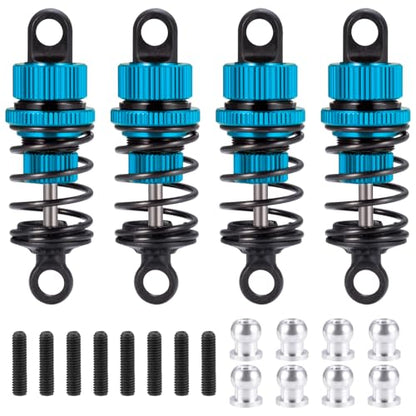 4Pcs JGGZONE 1:10 50mm RC Oil Filled Shock Absorbers Assembled Kit Compatible with Tamiya TT01 TT02 M03 M04 M05 M06 1:10 On Road Car Upgrades Replace Parts (Blue, 50MM) - color: Blue, size: 50MM