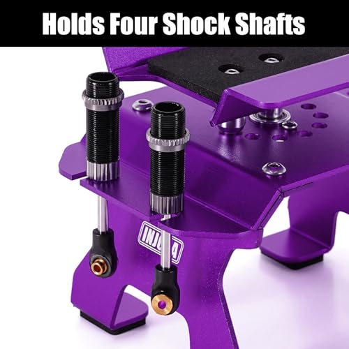 INJORA Aluminum 80g RC Car Stand with Shock Holder for 1/24 1/18 RC Crawler Upgrade(Purple) - color: Purple
