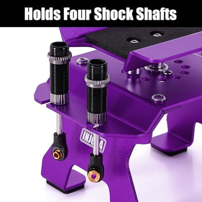 INJORA Aluminum 80g RC Car Stand with Shock Holder for 1/24 1/18 RC Crawler Upgrade(Purple) - color: Purple