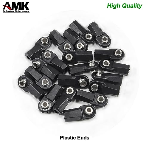 AMK SCX10 M4 RC Link Rod Ends 4mm Tie Rods Joints with 7mm Pivot Ball 1/8 1/10 Crawler Universal Building Kit for TRX6 D90 TF2 CC01 Gen7 Gen8 TRX4 Upgrades (20Pcs Straight) - color: 20pcs Straight
