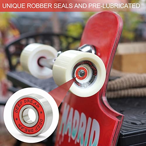 Premium 20Pcs 608rs Bearings Skateboard Bearings Longboard Bearings (8x22x7mm) for Skate Double Rubber Sealed Deep Groove - size: 608-2rs-red