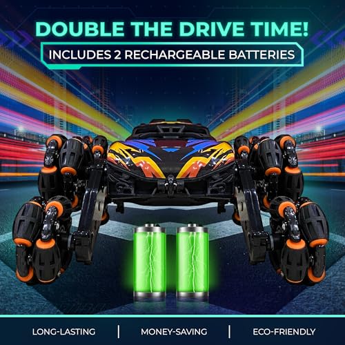 8 Wheels Hand Controlled RC Stunt Car, Gesture Sensing Car for Boys 6-12 | Gesture-sensing hand-controlled RC stunt car with joystick. 8 wheels, 360 flips, drift, LED, 2 batteries. Gift 6-12