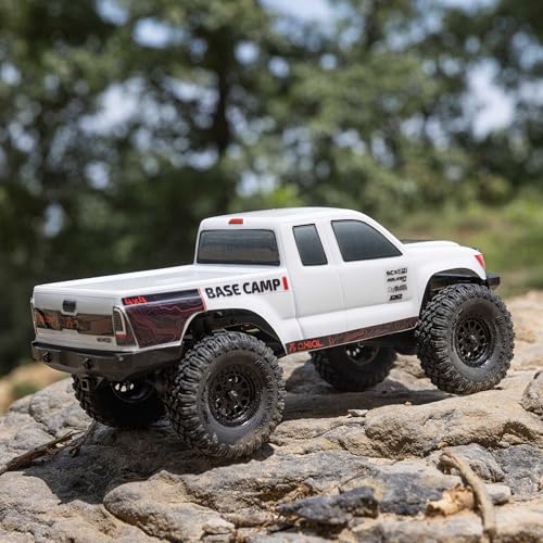 Axial RC Truck 1/24 SCX24 Base Camp 4x4 Rock Crawler Brushed RTR(Everything Needed to Run is Included) - White, AXI-1219T1 - color: White