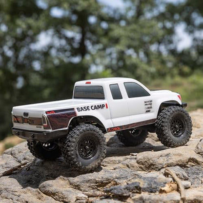 Axial RC Truck 1/24 SCX24 Base Camp 4x4 Rock Crawler Brushed RTR(Everything Needed to Run is Included) - White, AXI-1219T1 - color: White
