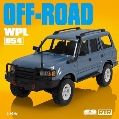WPL D-54 1/16 Scale RC Crawler Car RTR 4WD Off-Road Truck with LED Headlights, Simulated Differential, Independent Suspension 2.4G Remote Control Pickup Vehicle for Adults