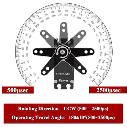 High Torque 55kg Brushless Servo Motor Waterproof RC Digital Servo High Speed Metal Gear Steering Servo for RC Cars, Drones, Robots and Flight Control Systems- Control Angle 270°