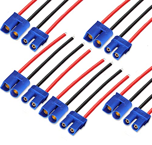 5 Pairs EC3 Male Female Banana Connector with 14AWG Silicone Wire 10cm RC Hobby Lipo Battery(Pack of 5) - size: EC3 cabel