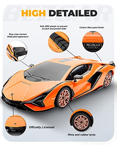 BEZGAR 1:24 Lamborghini Remote Control Car Licensed Lamborghini Sián FKP 37 | Official Lambo Replica, 2.4GHz Interference-Free Control, Ideal Toy for Boys 6-8, 8-12 & Adults, Hobby Collectible Model - color: Lambo-1:24 Lambo Sian