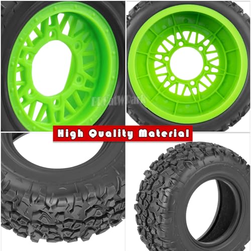 12mm/14mm/17mm Hex RC Truck Tires for Slash 2WD 4×4,Arrm a Senton,Axia1,Rc 4wd,Red cat,RC Short Course Truck Wheels and Tires,Green - color: Green - (12mm/14mm/17mm Hex)