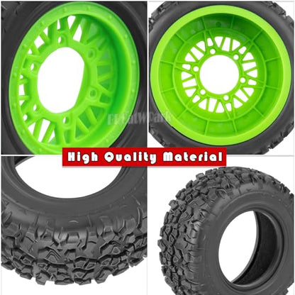 12mm/14mm/17mm Hex RC Truck Tires for Slash 2WD 4×4,Arrm a Senton,Axia1,Rc 4wd,Red cat,RC Short Course Truck Wheels and Tires,Green - color: Green - (12mm/14mm/17mm Hex)