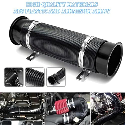 3" Car Turbine Intake Pipe, Adjustable Flexible Aluminum Vehicle Cold Air Intake Tube, Automotive Ducting Turbo Inlet Tube Pipe, Universal for SUV Automobile Truck (Black) - color: Black