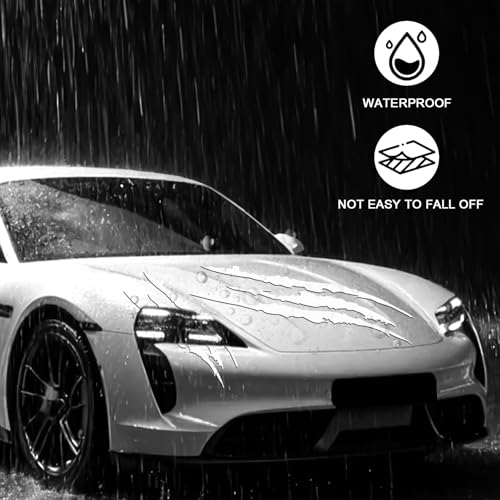 3-Pack Vinyl Claw Mark Decals | Hood, Headlight & Body Scratch Stripe Stickers for Car, Truck, SUV, Motorcycle (White) - color: White