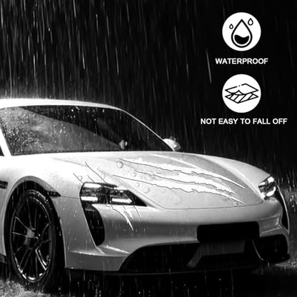 3-Pack Vinyl Claw Mark Decals | Hood, Headlight & Body Scratch Stripe Stickers for Car, Truck, SUV, Motorcycle (White) - color: White