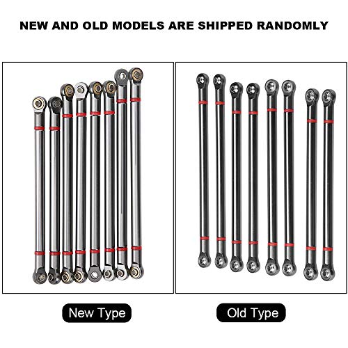 8Pcs Aluminum Alloy Chassis Link Rod for 1/10 Scale SCX10, 313mm Wheelbase, Remote Control Crawler Car, Superior Material Upgrade, Compatible with 4-Link Front and Rear Axle