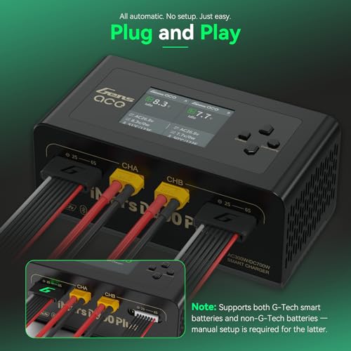 Gens ace iMars D300 Plus Smart Charger | Bluetooth App Control | G-Tech | Dual-Channel | Black