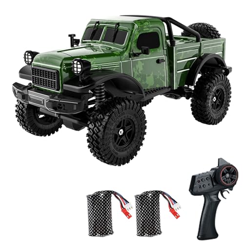 RC Pickup Truck, C8813 Dodge Pickup, 1:18 Scale All Terrain Remote Control Crawler, 2.4 GHz 4WD Off-Road Rock Car with Alloy Frame, Shock Absorber, 45°Climbing Gifts for Teens Beginners - color: Green