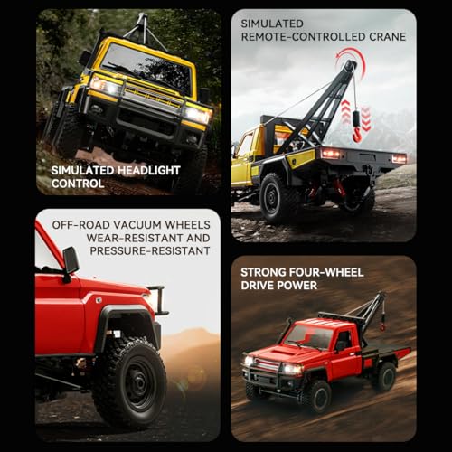RC Truck 1/12 RC Rock Crawler 4x4 Remote Control Pickup Off Road RTR 2.4GHz All Terrain Proportional Throttle Steering for Adult MN-82T - color: Yellow