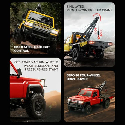 RC Truck 1/12 RC Rock Crawler 4x4 Remote Control Pickup Off Road RTR 2.4GHz All Terrain Proportional Throttle Steering for Adult MN-82T - color: Red